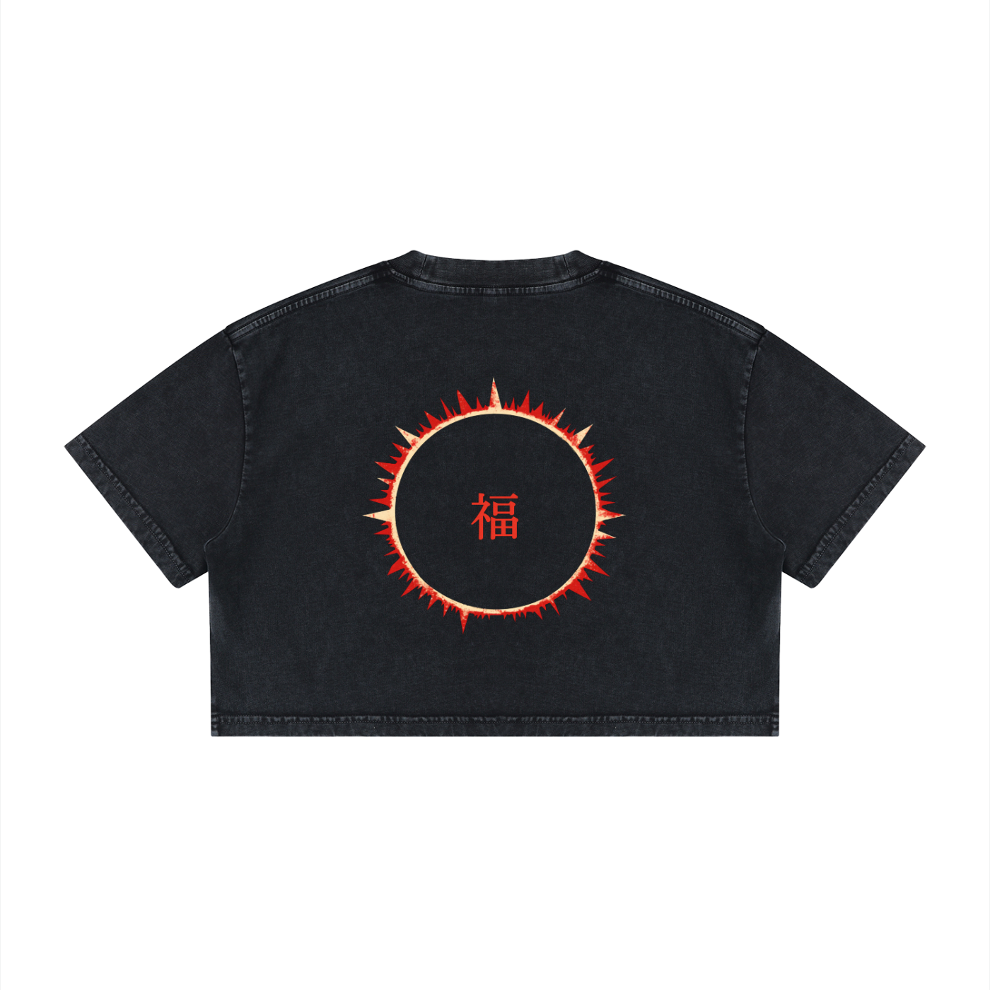 SOFUA Women's Mineral Wash Crop Tee — mineral-washed black crop tee, alternate view