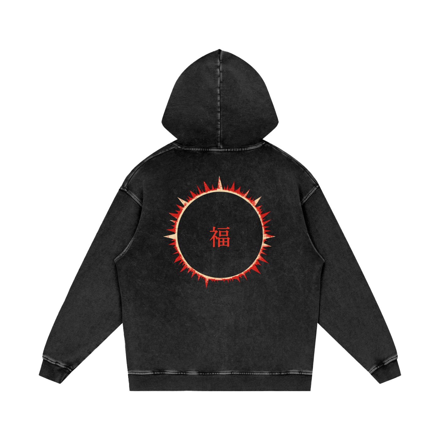 SOFUA Snow Wash Hoodie — washed black hoodie, alternate view