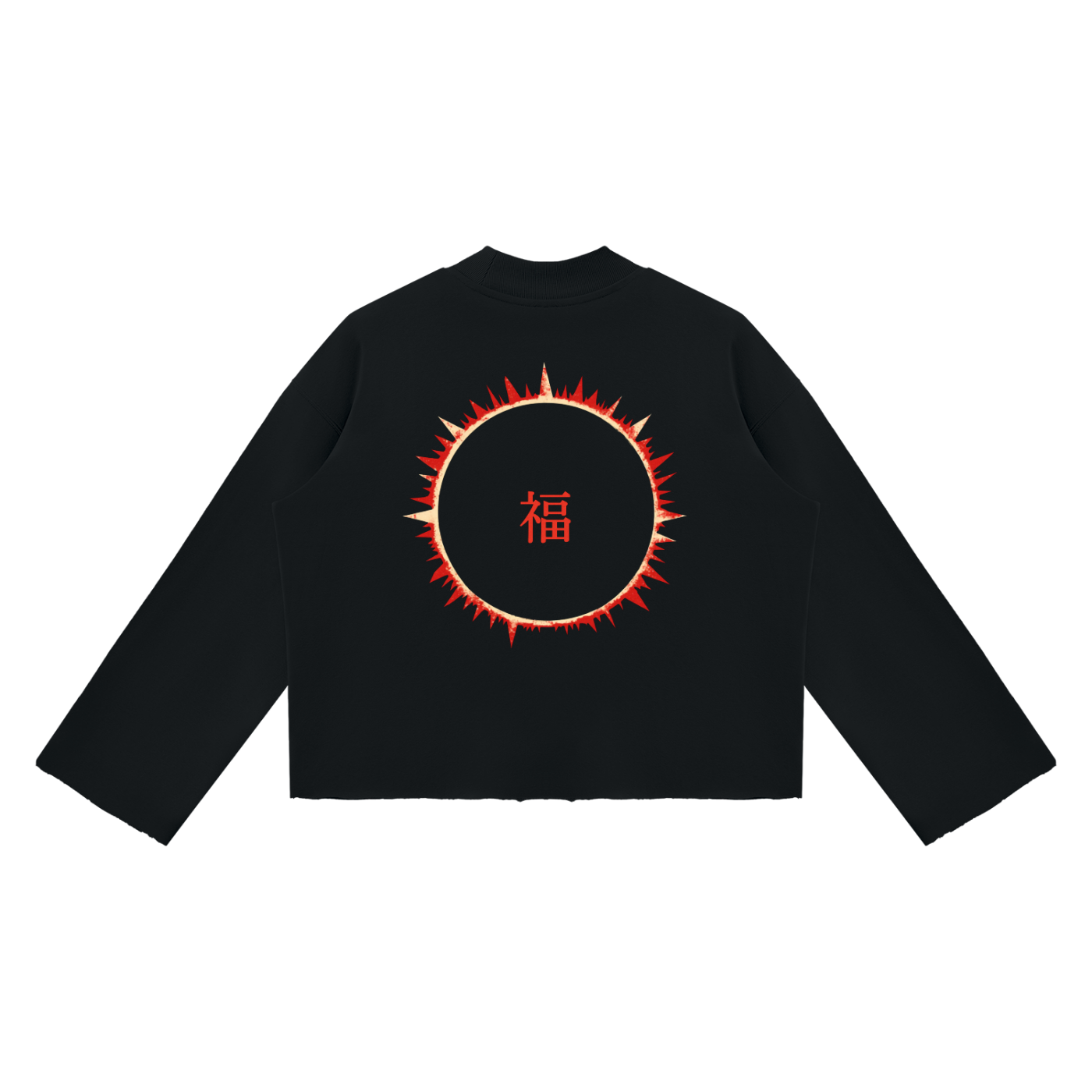 SOFUA Boxy Mock-Neck Sweatshirt — black boxy raw-edge sweatshirt, alternate view