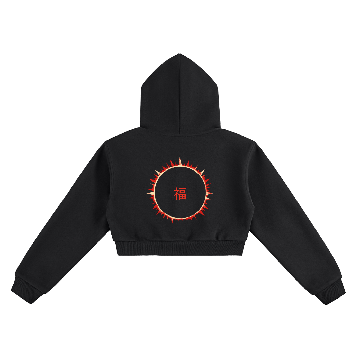 SOFUA Women's Cropped Hoodie — black cropped heavyweight hoodie, alternate view