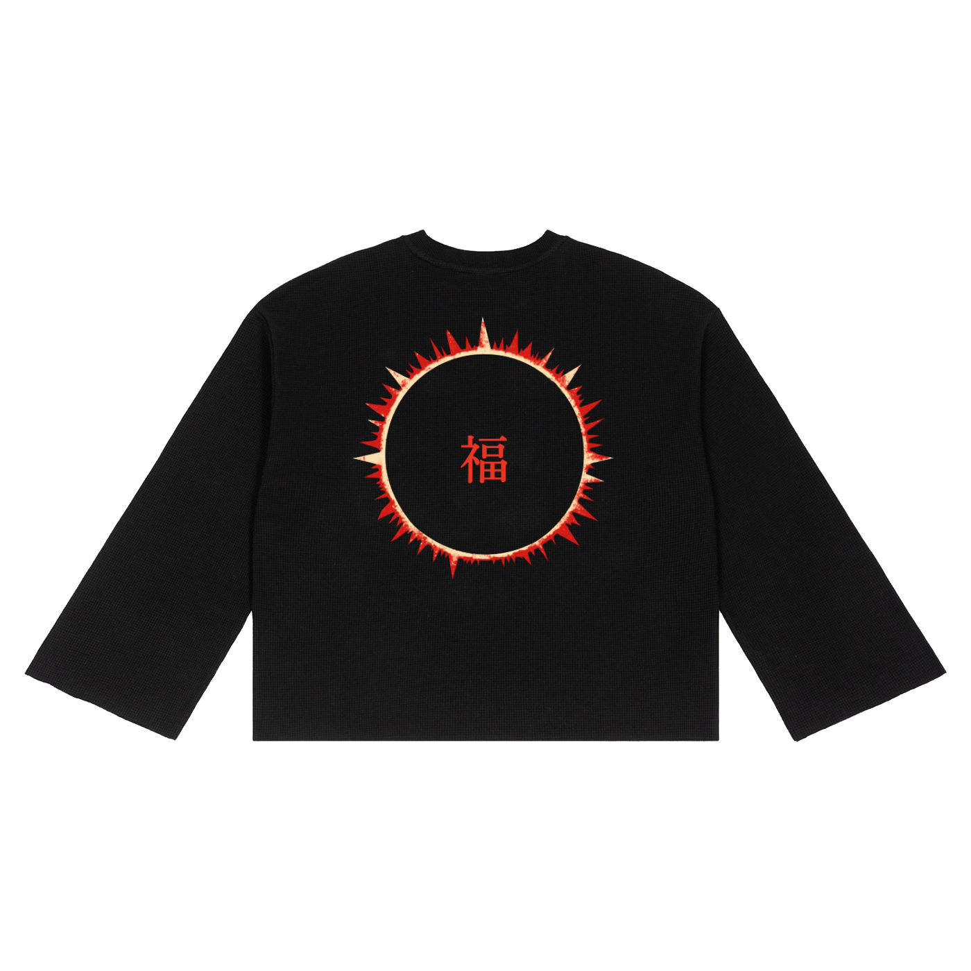 SOFUA Waffle Raw-Edge Tee — black waffle-knit tee, alternate view