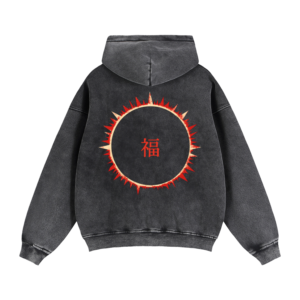 SOFUA Zip Fleece Hoodie — black boxy zip-through fleece hoodie, alternate view