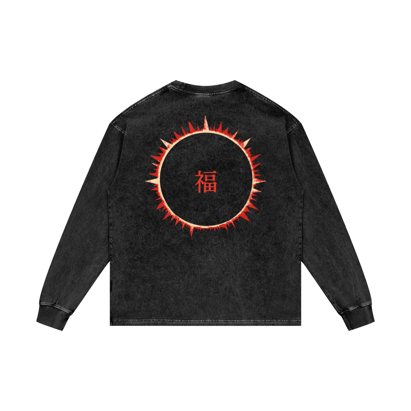 SOFUA Acid Wash Longsleeve — acid-washed black long sleeve tee, alternate view