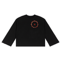 SOFUA Waffle Raw-Edge Tee — black waffle-knit tee with eclipse mark