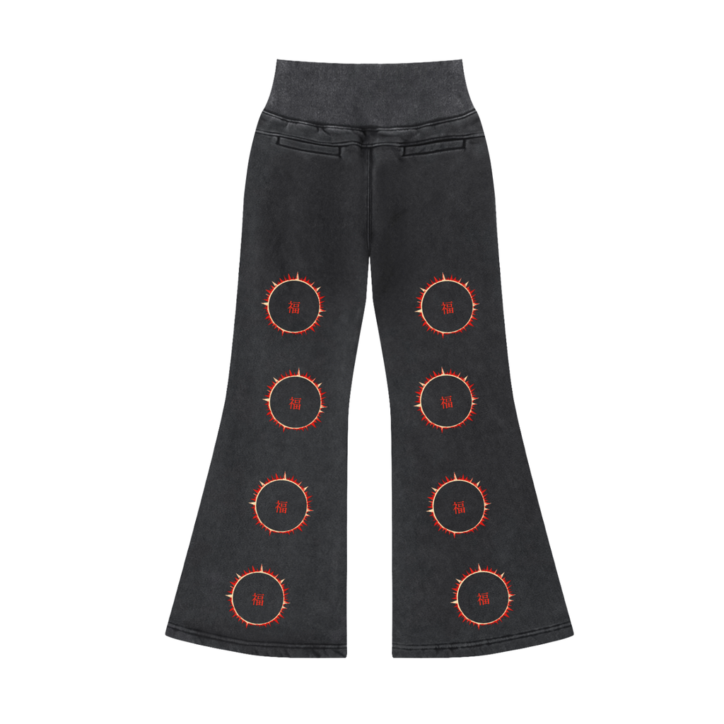 SOFUA Women's Flare Fleece Pants — washed black flare fleece pants, alternate view
