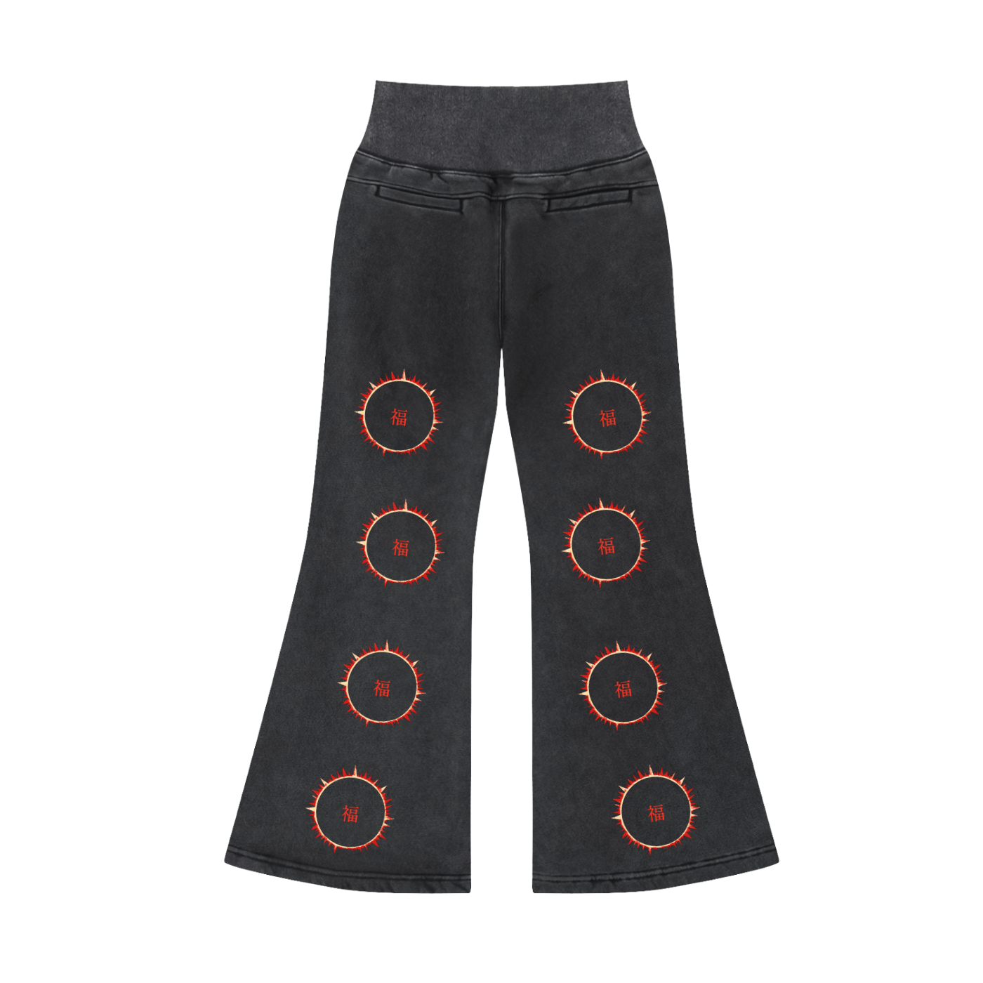 SOFUA Women's Flare Fleece Pants — washed black flare fleece pants, alternate view