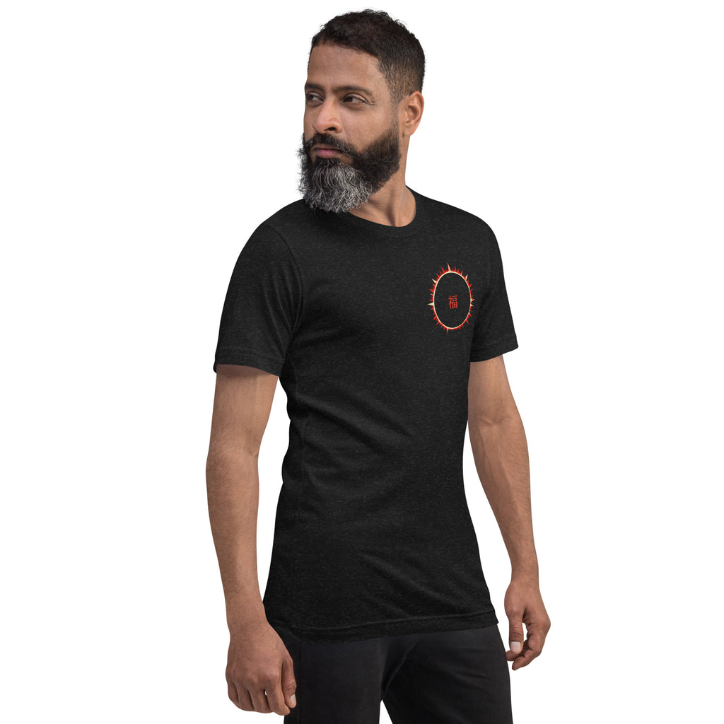 SOFUA Logo Tee — black heather tee, right side view